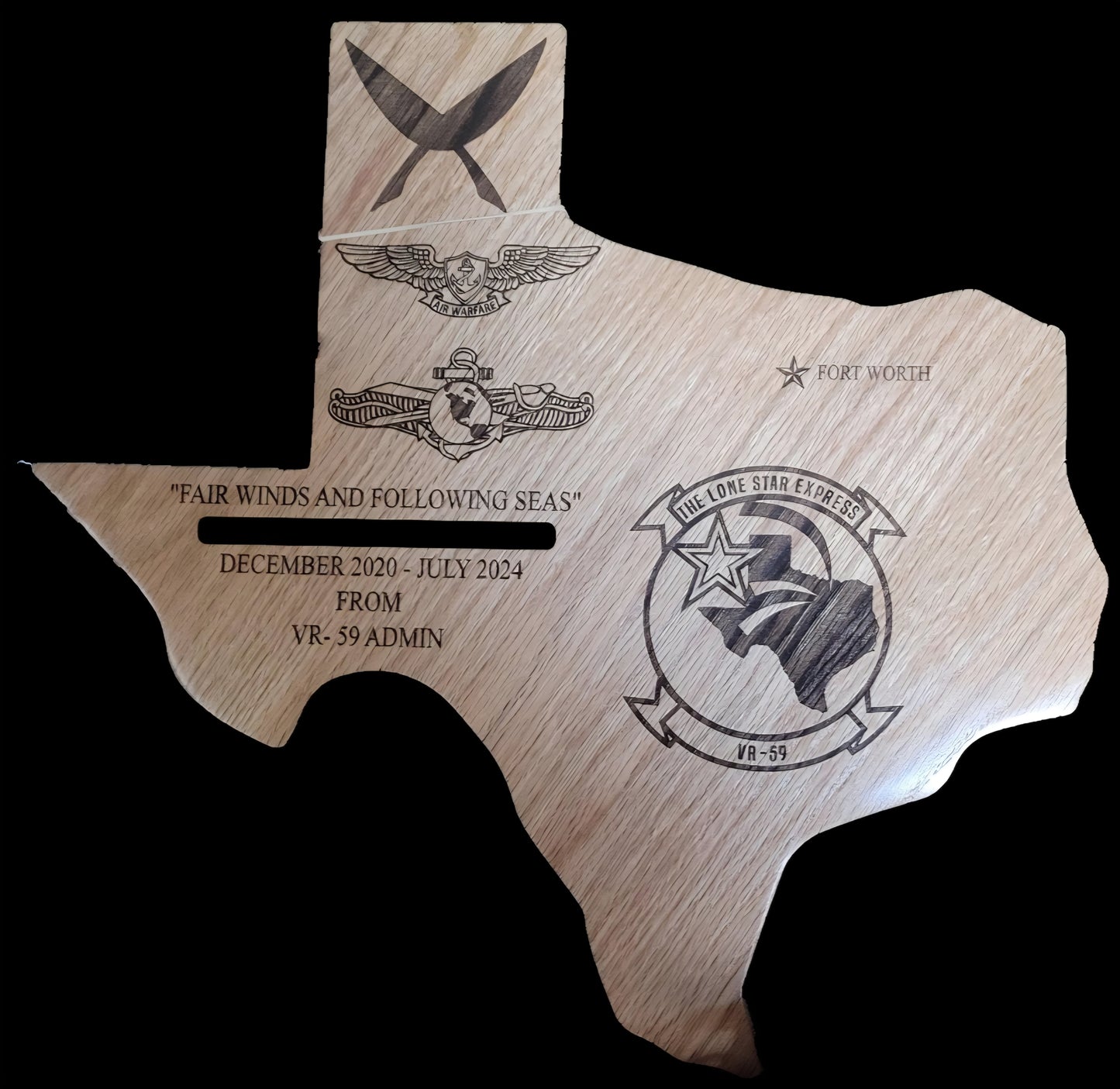 25 inch Texas Plaque with Engraving